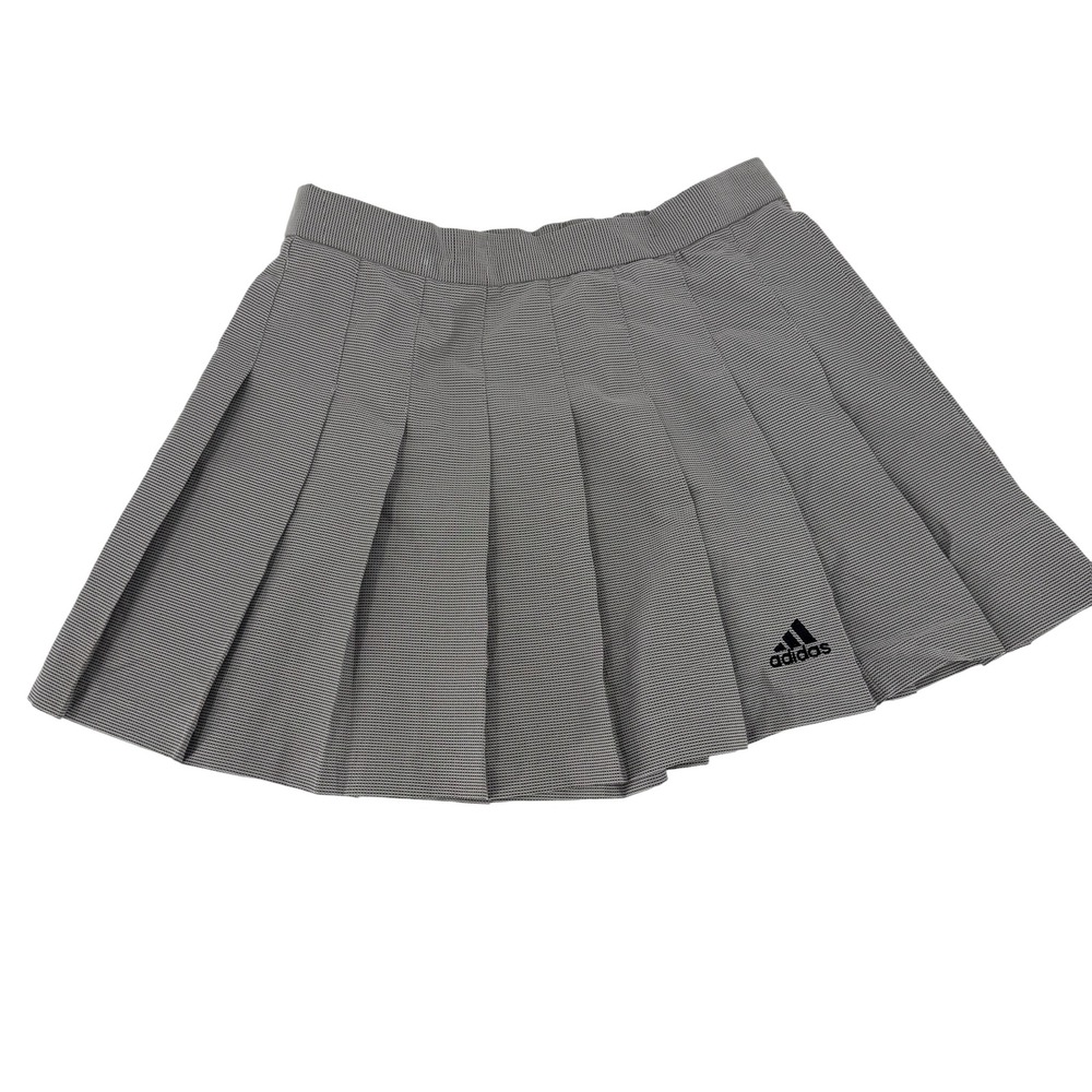 Adidas Pleated Skort Tennis Skirt 90s Vintage Womens Size 14 Gray Micro Check